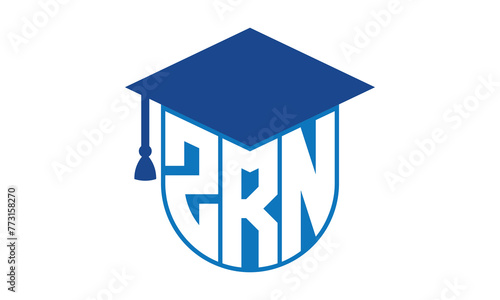 ZRN initial letter academic logo design vector template. school college logo, university logo, graduation cap logo, institute logo, educational logo, library logo, teaching logo, book shop, varsity photo