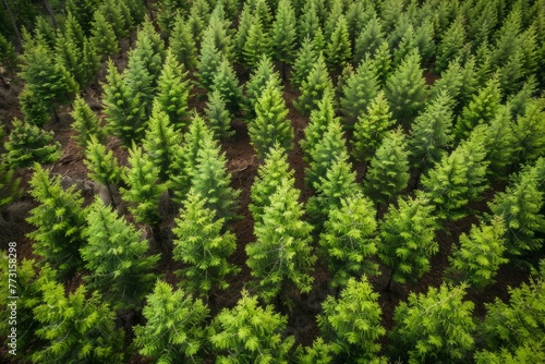 A dense group of trees stands in the midst of a forest undergoing regeneration  captured from above by drones