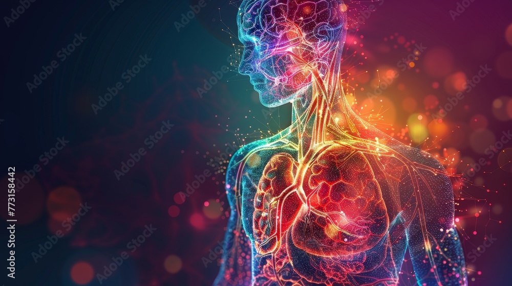 Obraz premium A colorful and intricate circulatory system within the human body