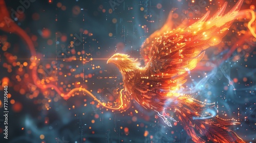 A digital phoenix rising from the ashes of obsolete tech photo