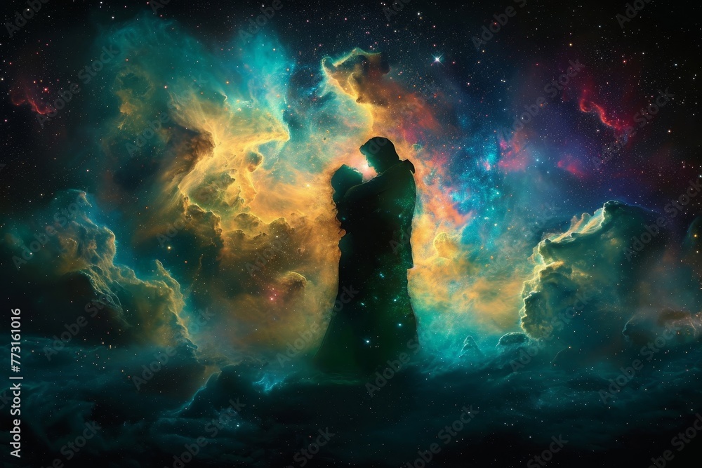 Celestial Embrace: Nebula and Stars