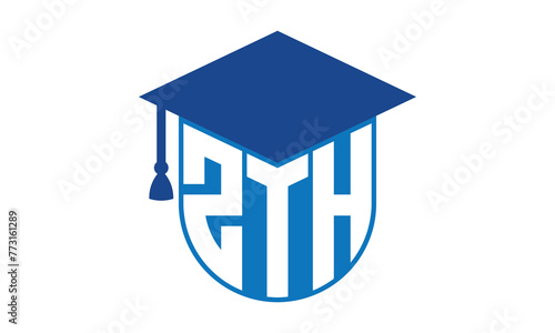 ZTH initial letter academic logo design vector template. school college logo, university logo, graduation cap logo, institute logo, educational logo, library logo, teaching logo, book shop, varsity