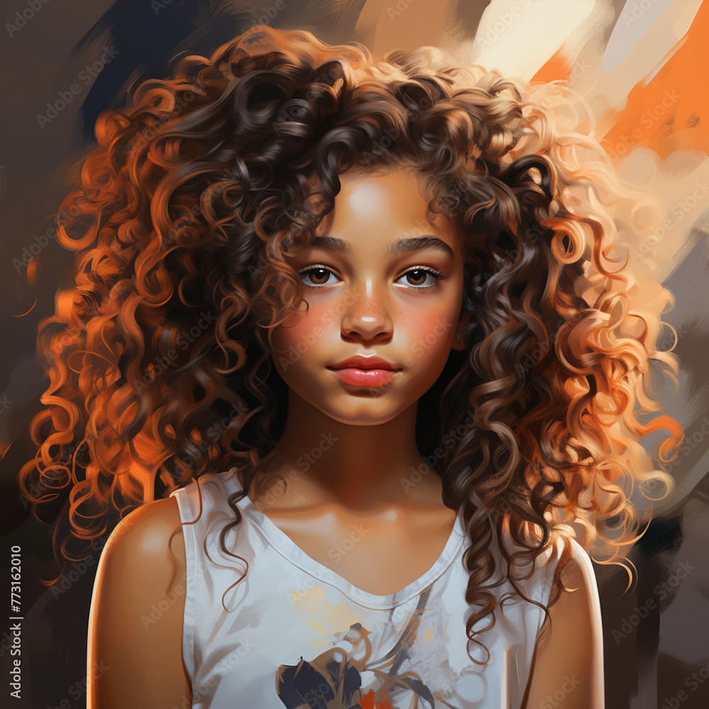 Fototapeta premium Beautiful child girl with curly hair 