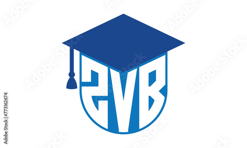 ZVB initial letter academic logo design vector template. school college logo, university logo, graduation cap logo, institute logo, educational logo, library logo, teaching logo, book shop, varsity