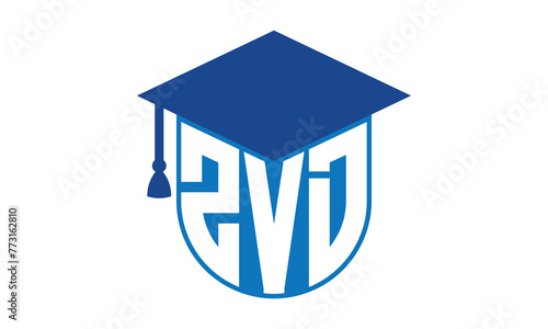 ZVD initial letter academic logo design vector template. school college logo, university logo, graduation cap logo, institute logo, educational logo, library logo, teaching logo, book shop, varsity