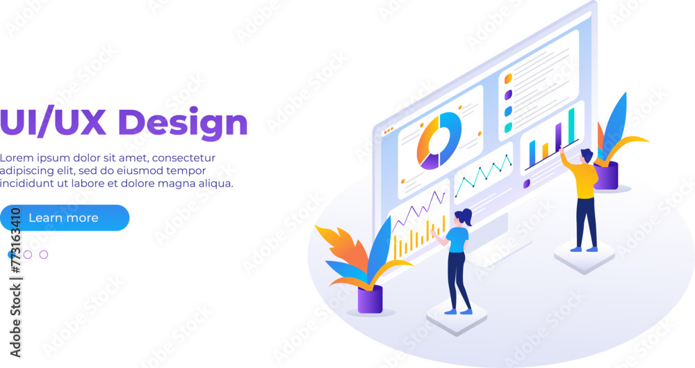 UI/UX design concept. Vector isometric illustration, ui concept for ...