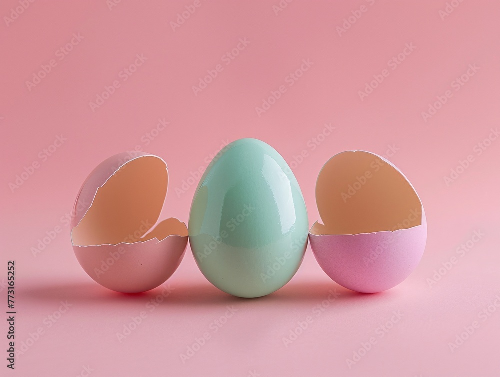 a group of eggs with broken eggshells a group of eggs with broken eggshells