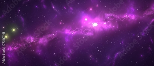  A purple expanse teeming with stars, highlighted by a densely populated star cluster at its center © Jevjenijs