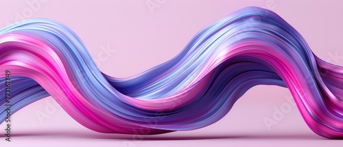   A pink background features a single wavy wave in shades of pink, blue, and purple