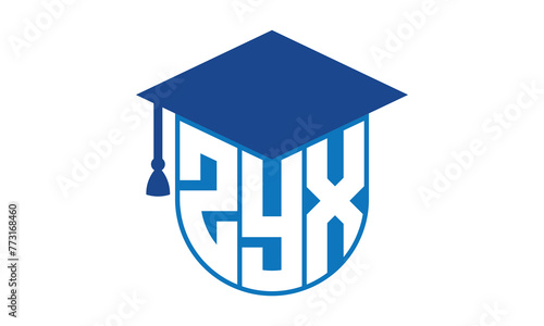 ZYX initial letter academic logo design vector template. school college logo, university logo, graduation cap logo, institute logo, educational logo, library logo, teaching logo, book shop, varsity