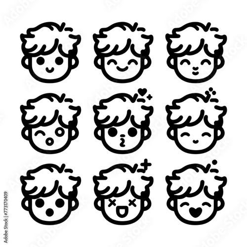 Cute Face Kid Icon Vector