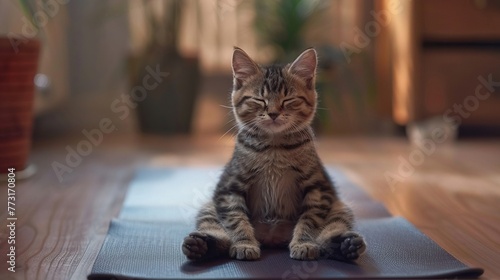 A cat doing yoga cute