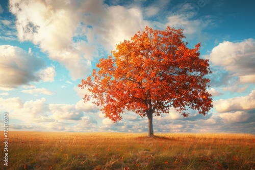 Stunning Autumn Landscape with Vibrant Foliage, Nature Background © Skyfe