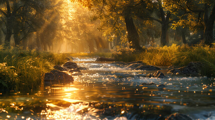 Deken met foto Bosrivier Kalme rivier door dicht groen bos  © Jasmin