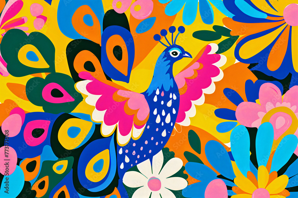 Fototapeta premium colorful animal illustration abstract design wallpaper pattern digital art background