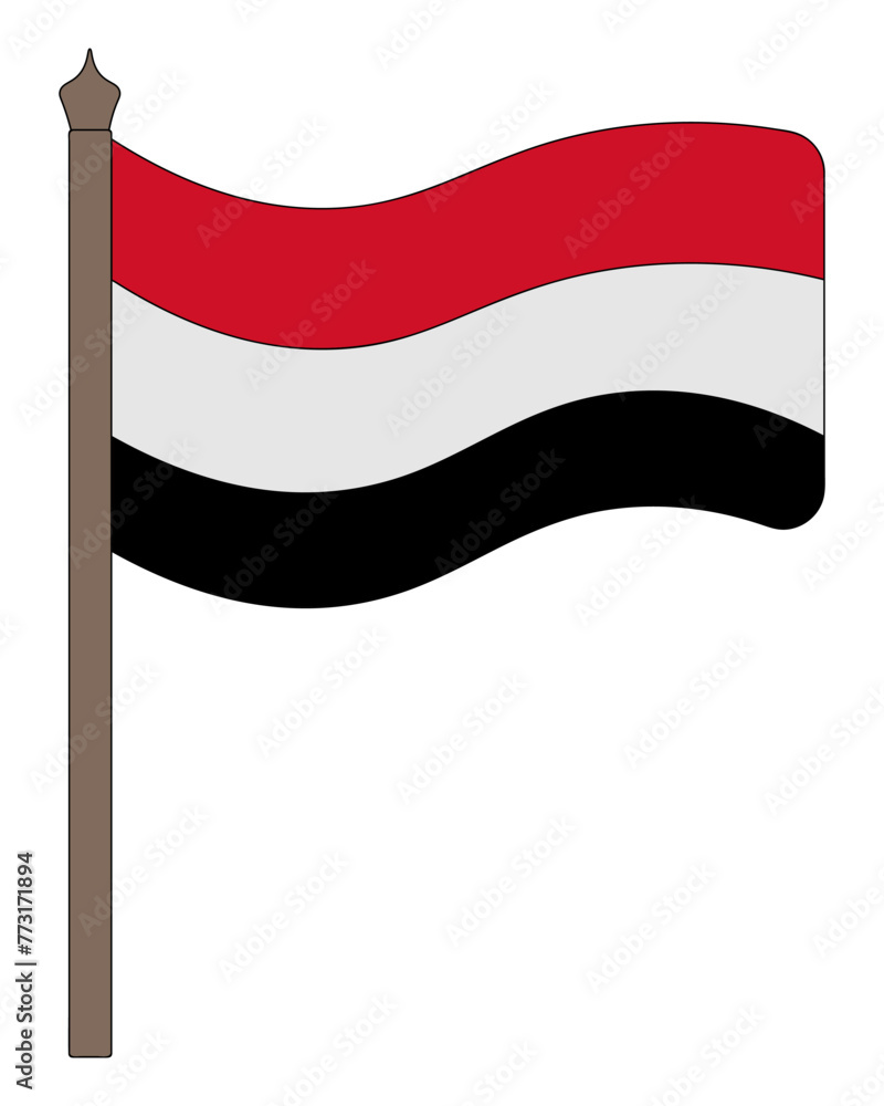 Flag of Yemen. Fabric made of three horizontal stripes. The national symbol. Flag of Yemen. Fabric made of three horizontal stripes. The national symbol.