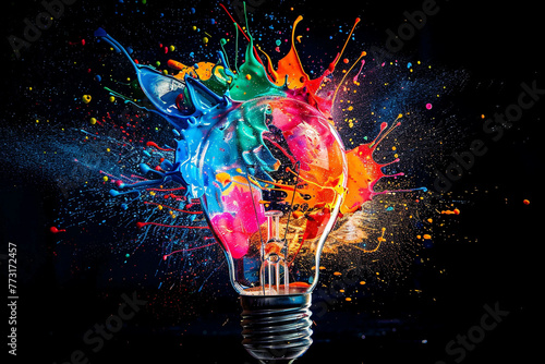 colourful paint splash abstract light bulb © damien