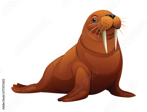 Cute walrus cartoon illustration isolated on white background © YG Studio