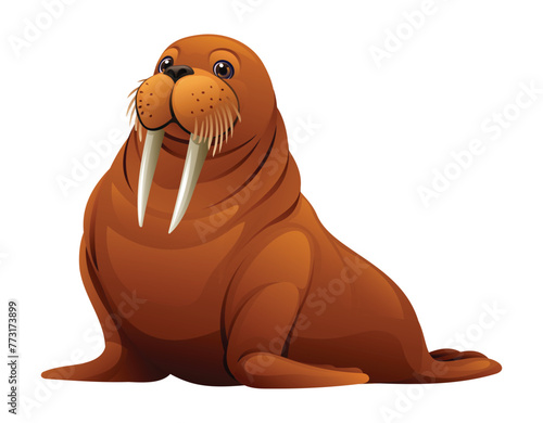 Cute walrus cartoon character. Vector illustration isolated on white background © YG Studio
