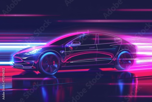 a car with neon lights