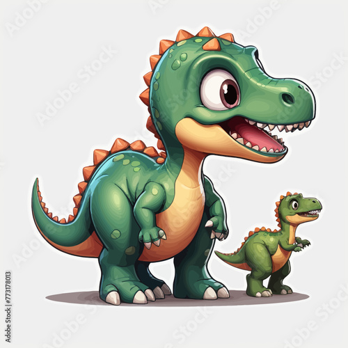 Cute dinosaur cartoon Logo Design Very Cool