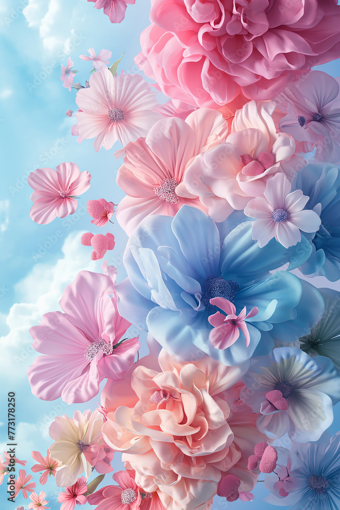Fabric pattern, flower painted style, oil paint Fabric pattern, flower painted style, oil paint