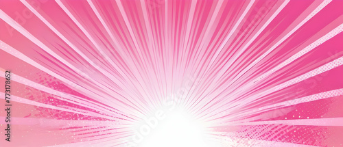 Abstract Pink rays background with halftone. Pop art comics book cartoon magazine style. Light pink sunburst abstract background.
