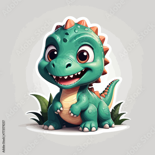 Cute dinosaur cartoon Logo Design Very Cool