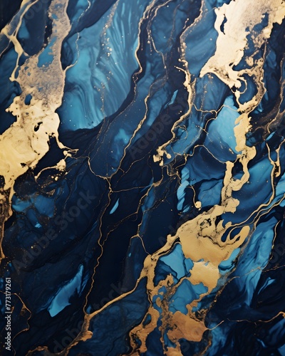 Gold, black, and blue marble background