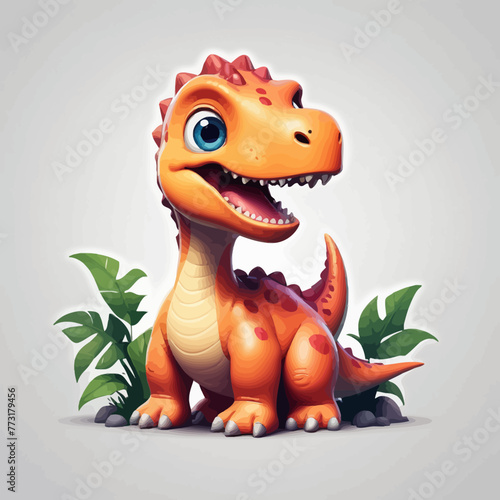 Cute dinosaur cartoon Logo Design Very Cool