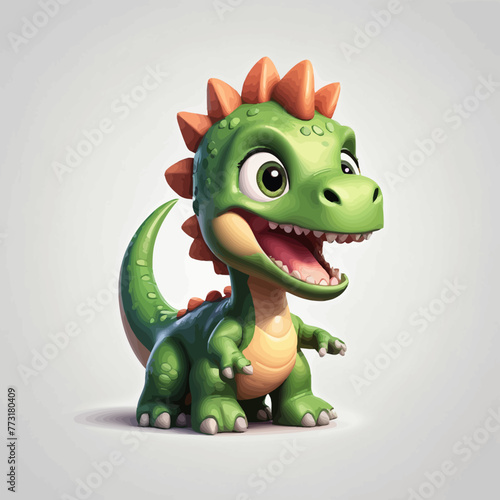 Cute dinosaur cartoon Logo Design Very Cool