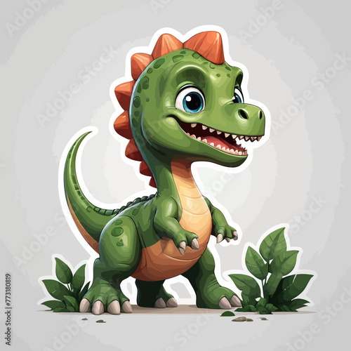 Cute dinosaur cartoon Logo Design Very Cool