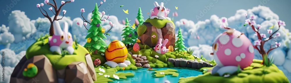 Obraz premium Create a 3D masterpiece with hidden Easter eggs throughout