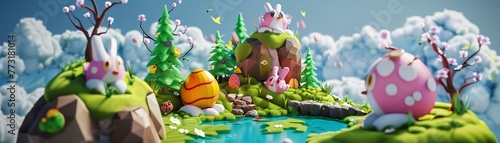 Create a 3D masterpiece with hidden Easter eggs throughout photo