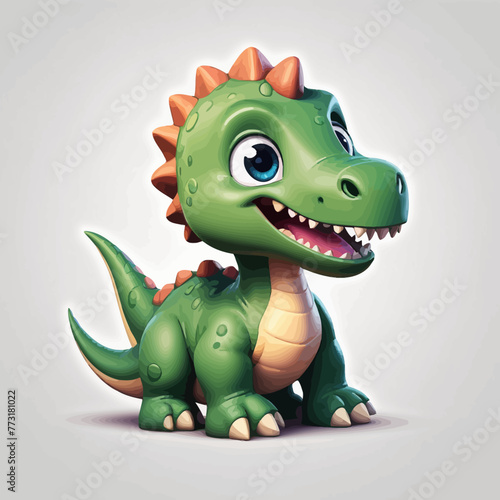 Cute dinosaur cartoon Logo Design Very Cool