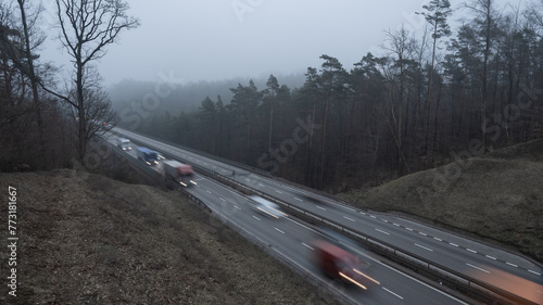 City of Gdynia, Kwiatkowski overpass, fast and blurred vehicles © Wojciech