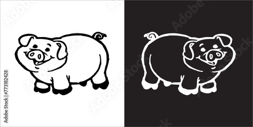 Illustration vector graphics of pig icon
