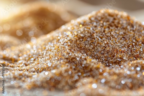 A close view of scattered grains of sand photo