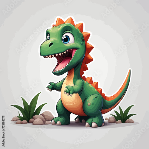 Cute dinosaur cartoon Logo Design Very Cool