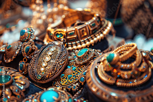 Assorted traditional jewelry with turquoise stones