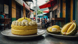 Bakery offers delectable durian cake, alongside traditional arepas for casual snacking.