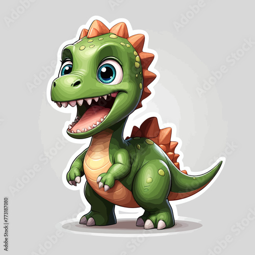 Cute dinosaur cartoon Logo Design Very Cool