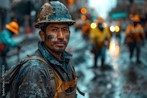 Group of immigrant construction workers working on a building site in the USA