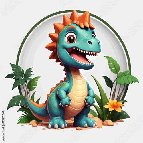 Cute dinosaur cartoon Logo Design Very Cool © Sahri