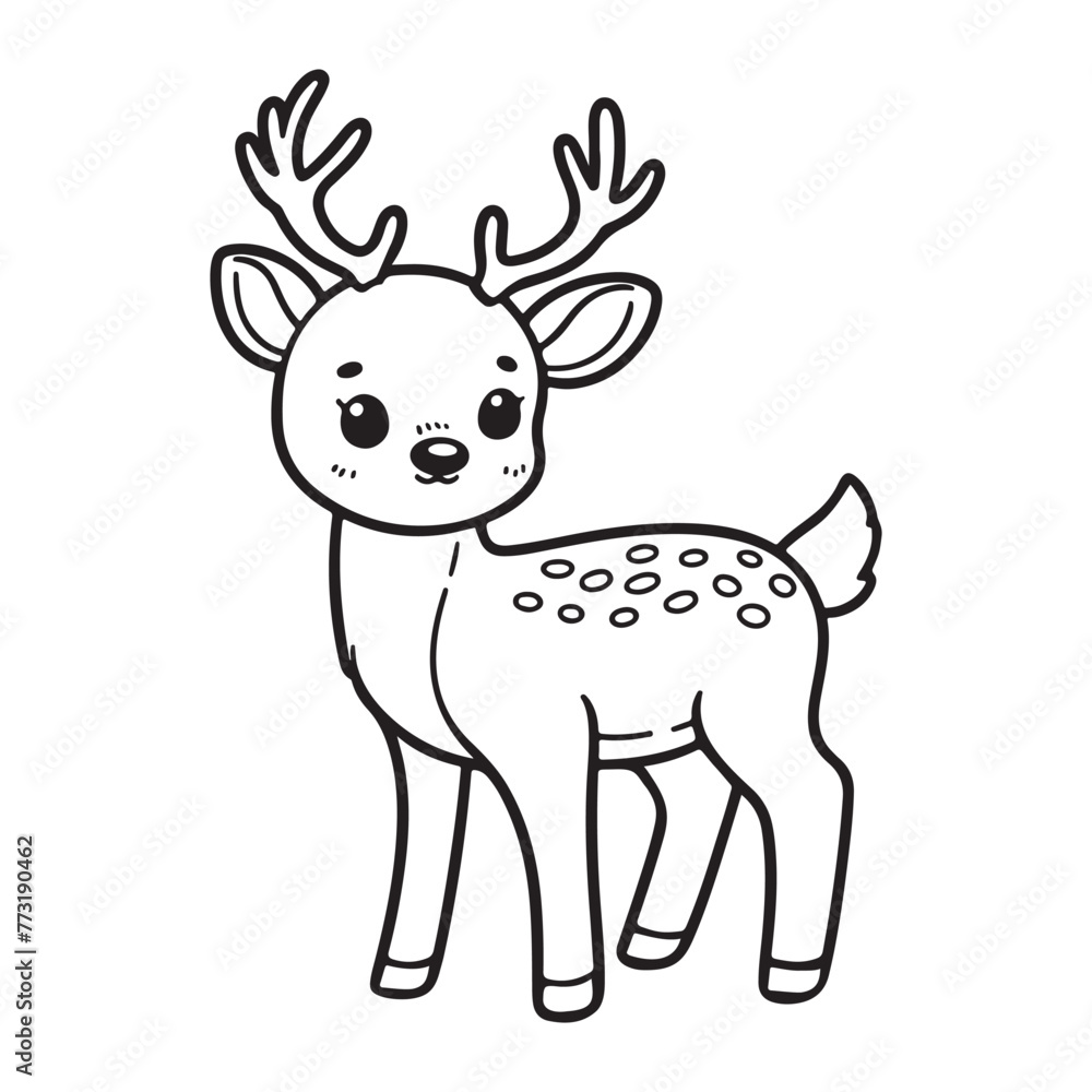 Fototapeta premium Line art of deer cartoon vector