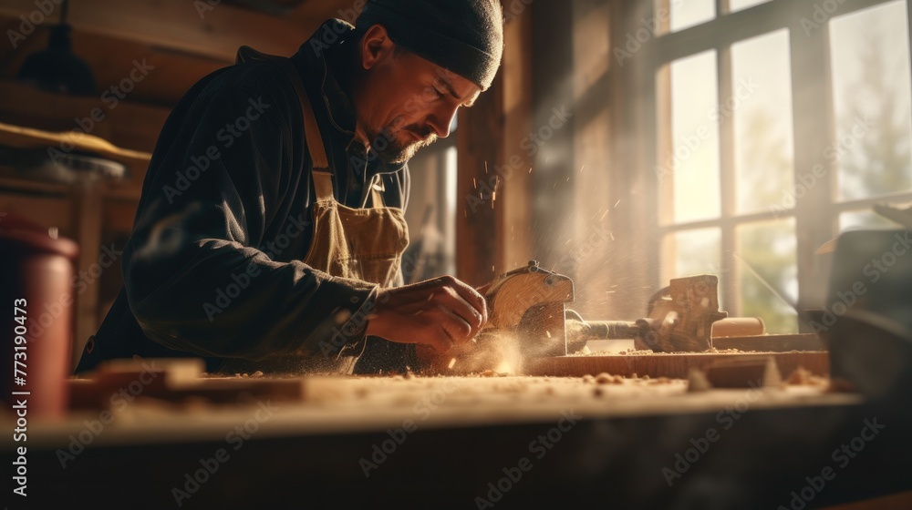 a person doing the carpenter 8k photography