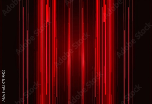 Red glowing lines on black background, abstract digital technology or video game concept banner with copy space area Generative AI