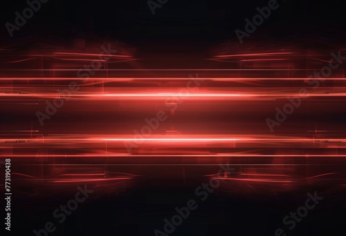 Red glowing lines on black background  abstract digital technology or video game concept banner with copy space area Generative AI