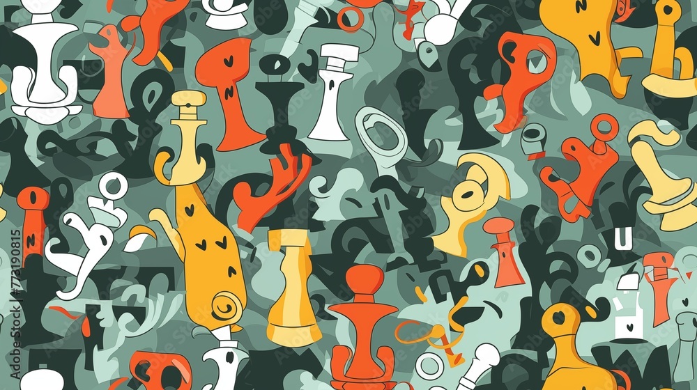 Obraz premium Checkmate Celebration: Seamless Pattern for International Chess Day