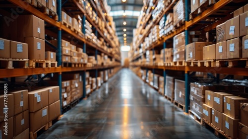 Warehouse management excellence: organized shelves and efficient logistic operations.